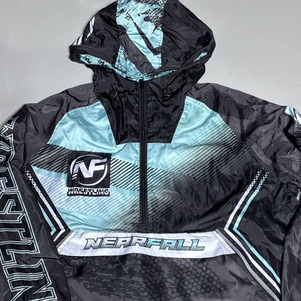 Near Fall  Wrestling Hooded Jacket Size Large Wrestling Black Blue